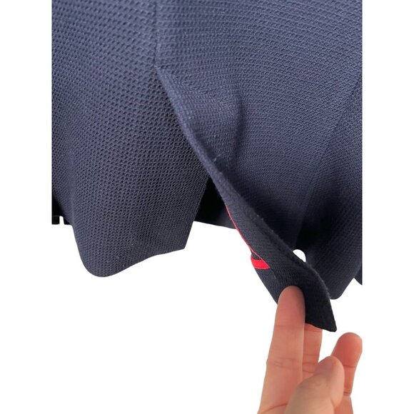 Zara Kate Navy Blazer structured textured waffle gold button blazer sz L - Picture 9 of 9